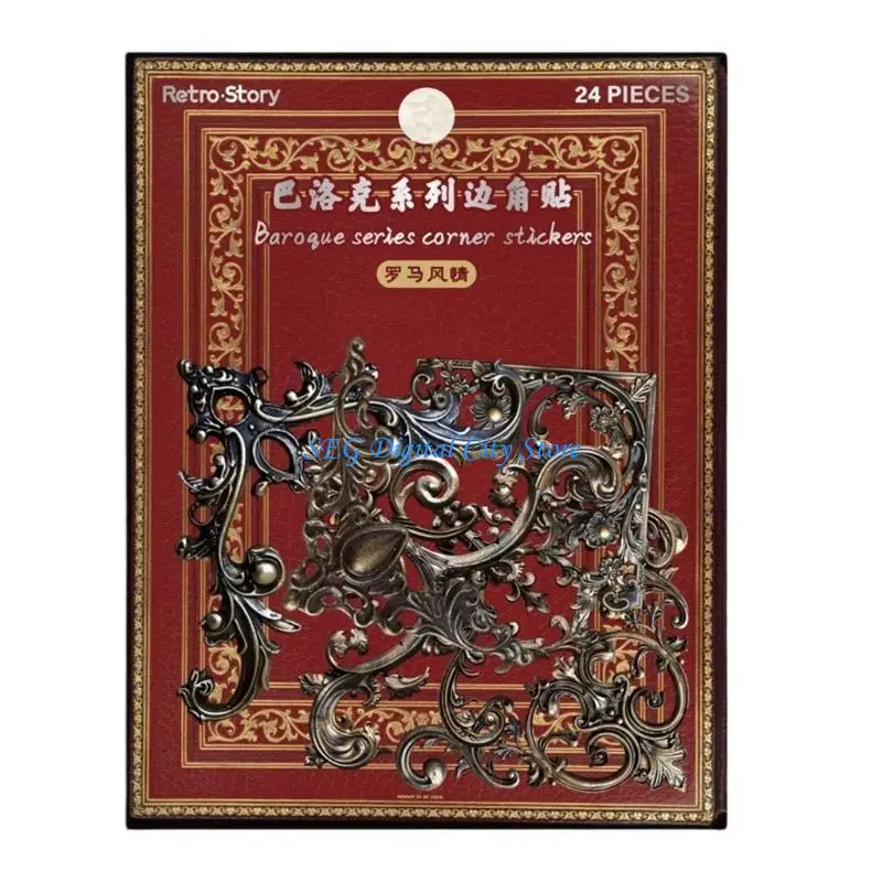 U75B 24 Sheets/Pack Baroques Corner Stickers Decorative Stickers for Scrapbooking