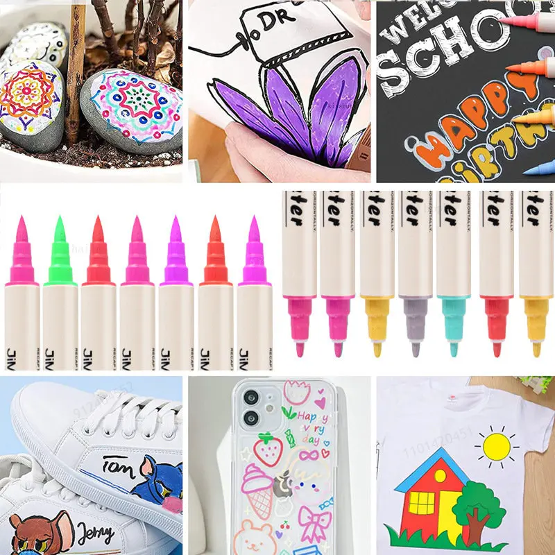 36 Colors Pastel Acrylic Paint Markers Pen Drawing Pen Photo Album Double Tip Soft Brush/Extra-Fine for Rock Painting,Wood,Metal