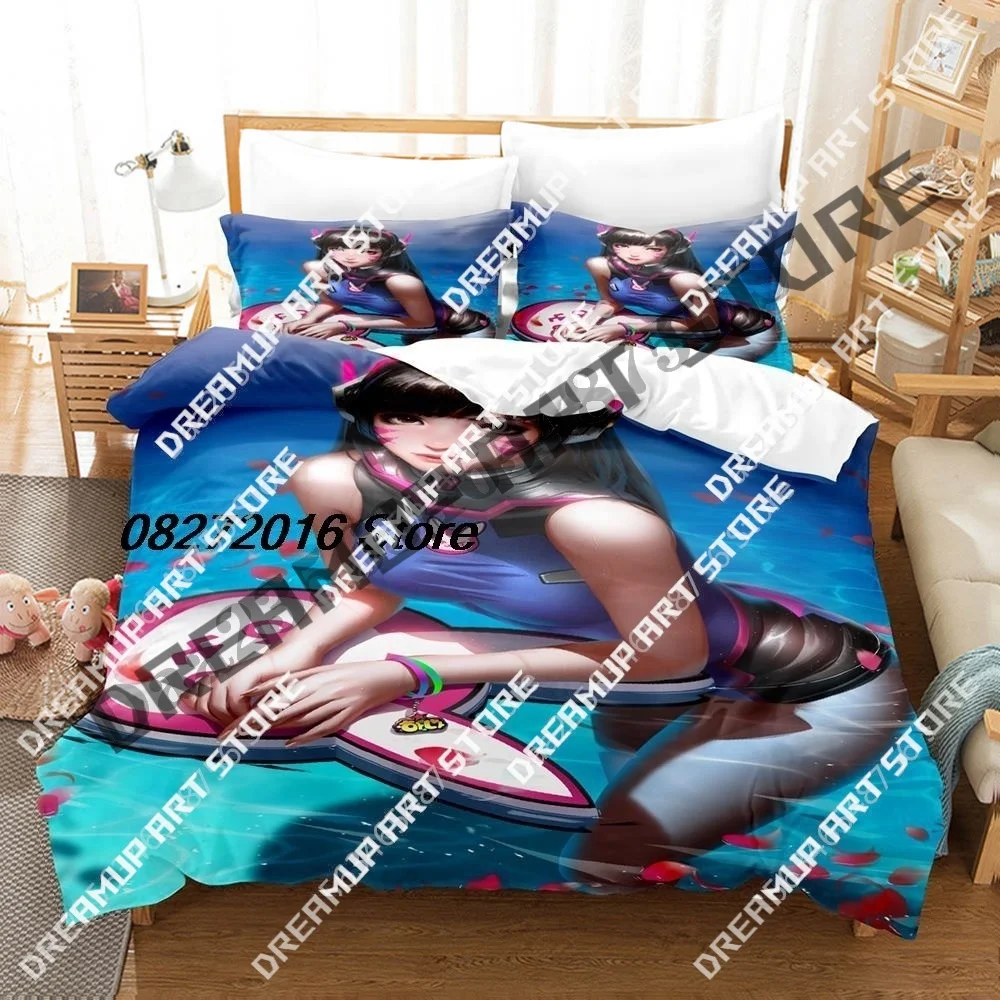 Fashion Overwatch D.VA Game Bedding Set Single Twin Full Queen King Size Bed Set Kids Bedroom Duvetcover Sets Bed Sheet Set