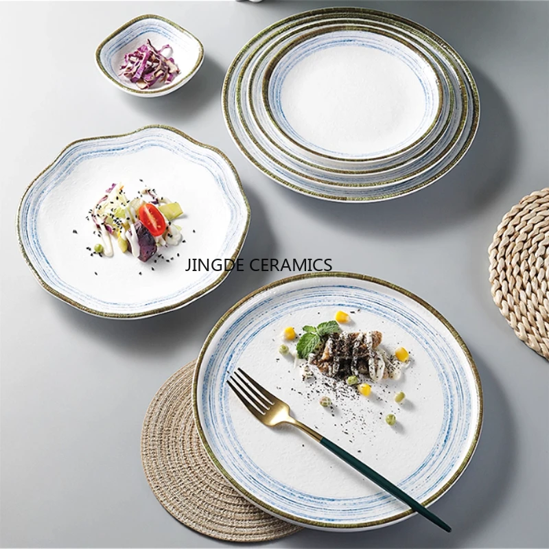 1pc Melamine Western Cuisine Plate Dessert Fruit Salad Plate Restaurant Cold Dishes Circular Shallow Dish Kitchen Tableware
