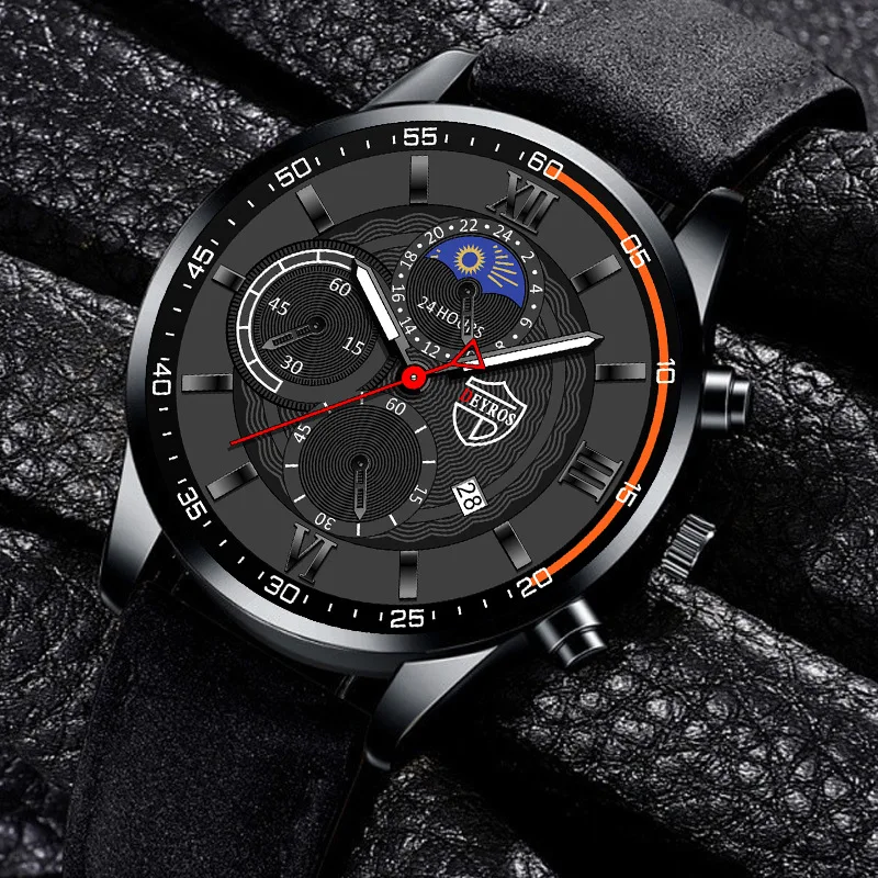 Luxury Fashion Men\'s Sports Watches Men Business Stainless Steel Quartz Watches Man Casual Leather Watch Relogio Masculino