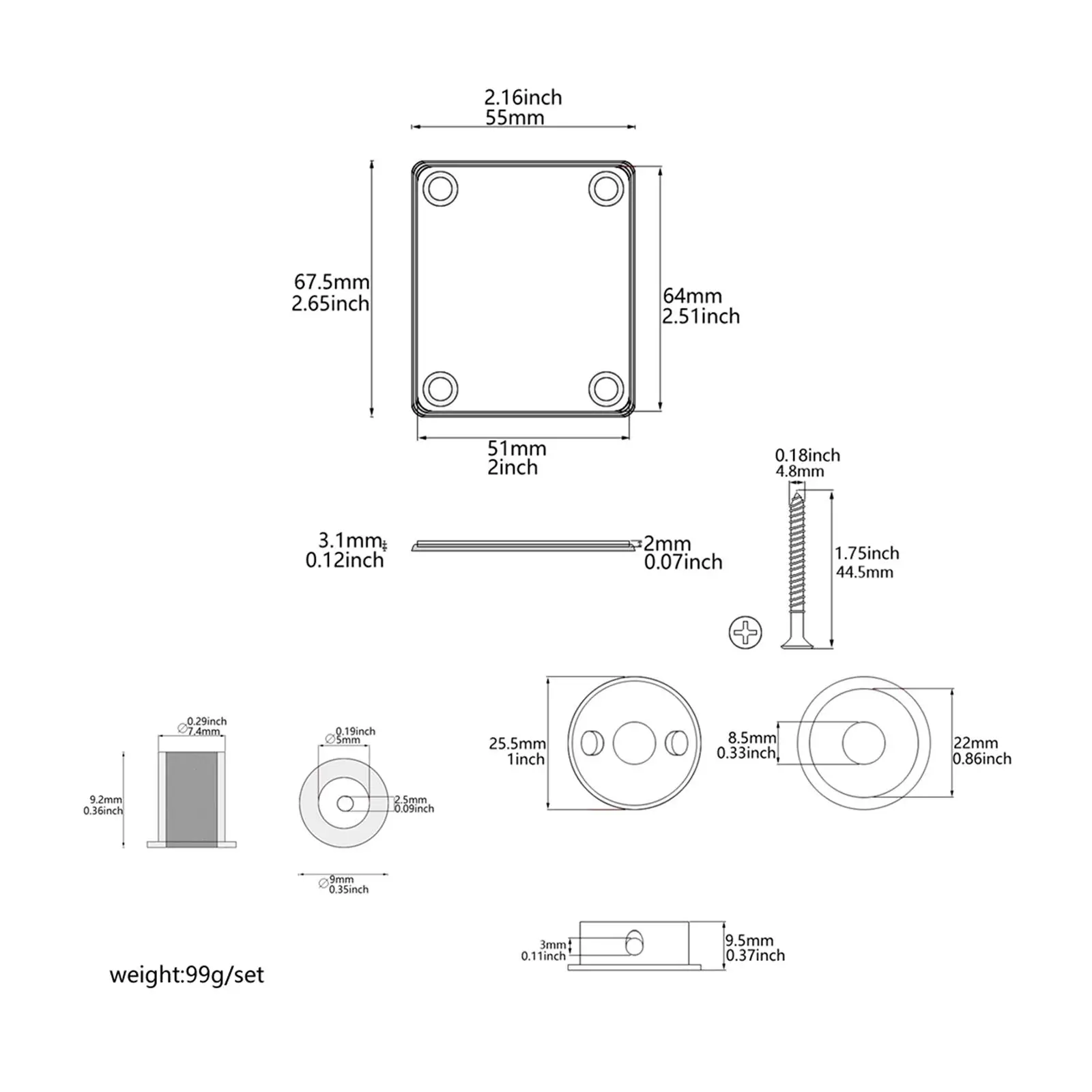 Guitar Neck Plate Repair Parts Strengthen Plate Neckplate Electric Guitar Parts Electric Guitar Hardware Set for Bass Fitment