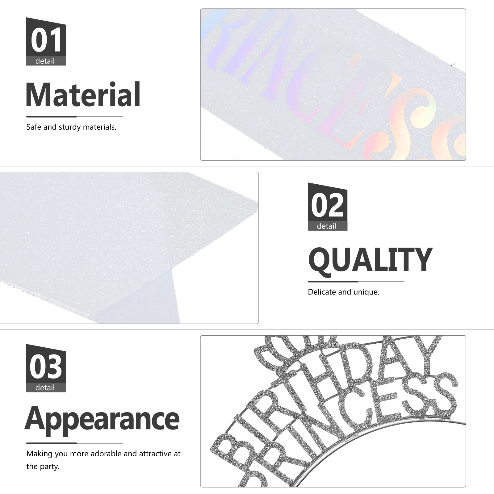 

1Set Crown Headband Rhinestone Crown Headpiece Sash Party Celebration for Women Girls Birthday Sash for Women