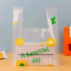 10Pcs Transparent Hello Packaging Bag Plastic Small Flower Shopping Gift Bags For Jewelry Candy Store Small Business Supermarket