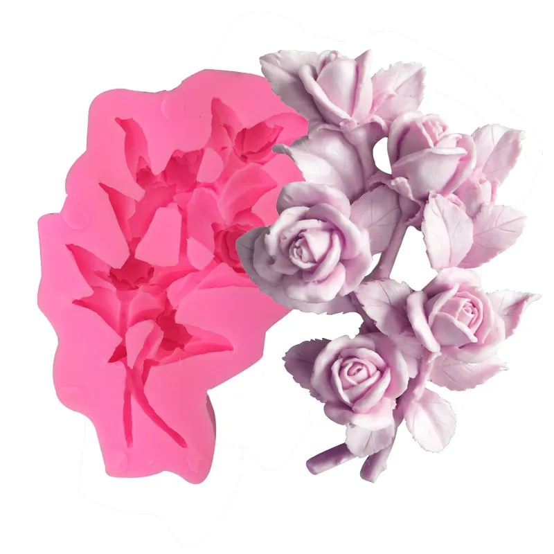 DIY Bunch of Roses Modeling Silicone Mold Hua Teng Cake Decoration Mold Handmade Chocolate Fondant Tools.