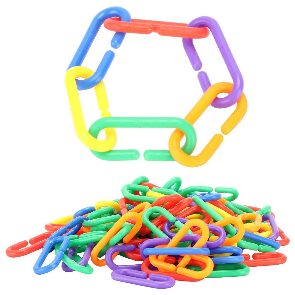 200pcs Plastic Material Bird Chewing Toy Rainbow Colors DIY Assembly Educational Bird Toy Swing Climbing Mix Color