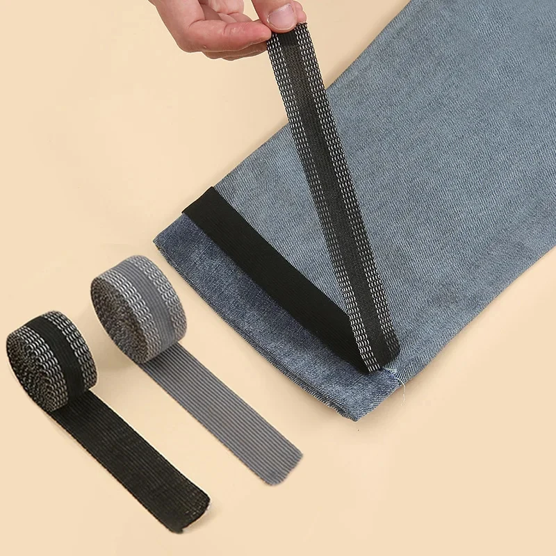 Pasta de dobladillo autoadhesiva para pantalones, cinta de reparación para acortar bordes, lavable, fácil de usar, 1M-5M