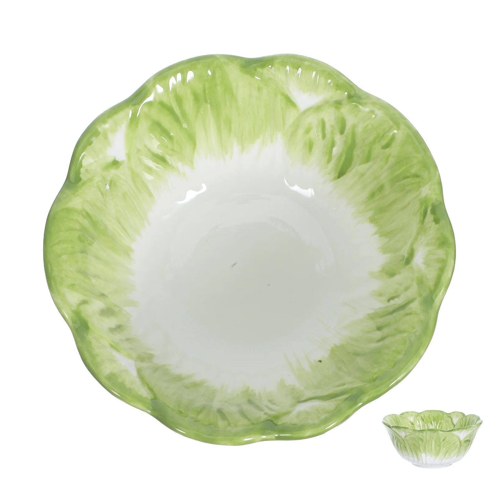

Handmade Ceramic Chinese Cabbage Bowl Green Rice Noodle Soup Cereal Dessert Serving Snack Container for Home Party Wedding
