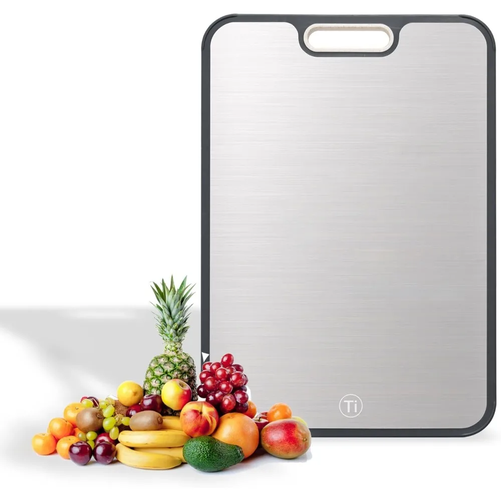 

Titanium Cutting Boards for Kitchen, Double Sided Food Grade Cutting Board, Pure Titanium & Wheat Straw PP Chopping Board for Me