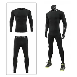 Men Bodybuilding Sportswear Clothes Fitness Suit Workout Pants Gym Muscle Elastic Compression Tights Skinny Running Tracksuit