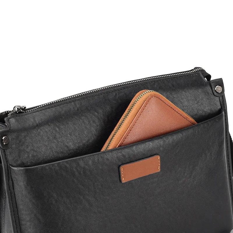 New Single Shoulder Genuine Messenger Luxury Leather Bag Men Casual High-end Large Capacity Cowhide Bag Men's Porte Document