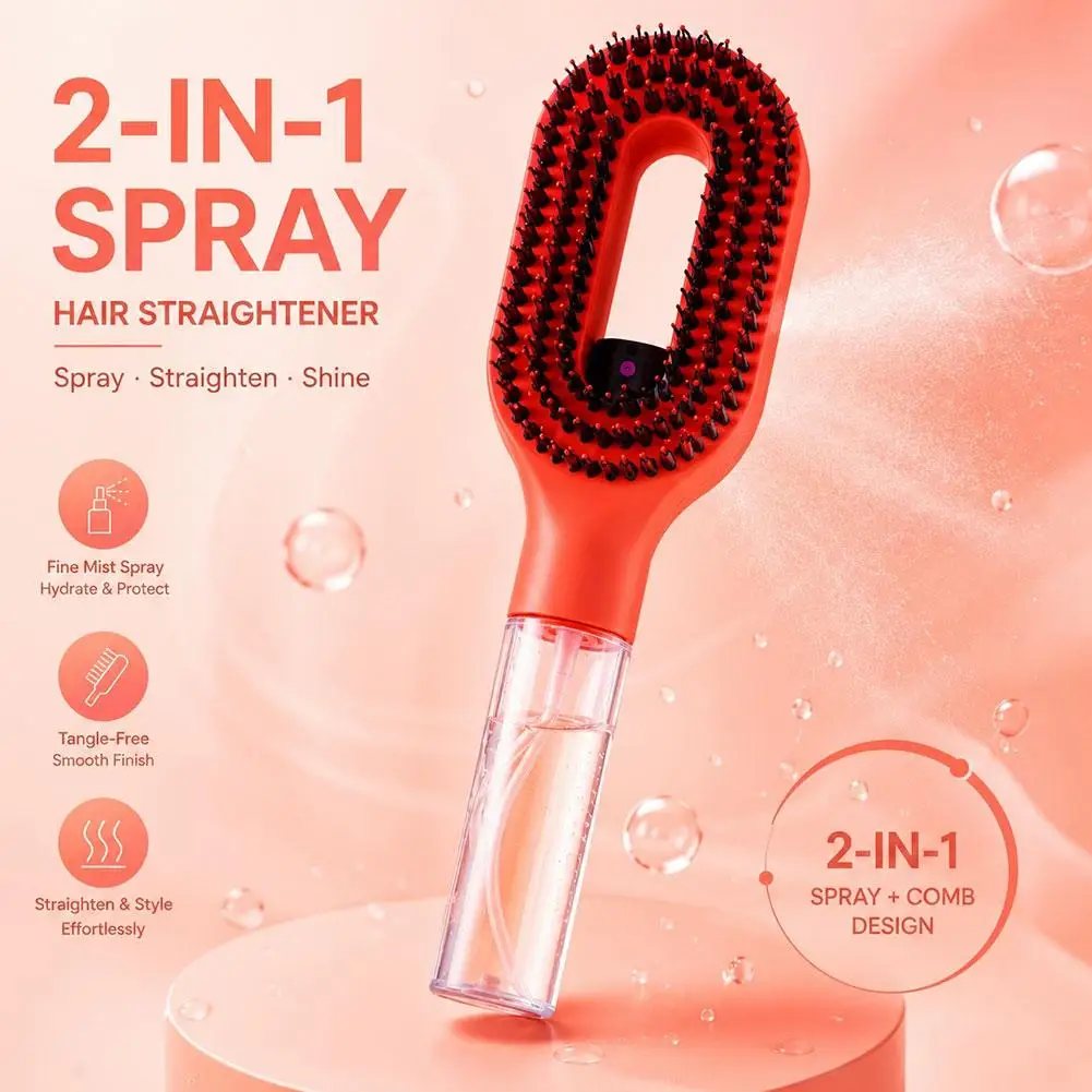 1pc Hairbrush Sprayer Brush 2 in 1 Multi-functional Spray Bottle Comb with Water Spray Detangling Styling Salon Fluffy Modeling