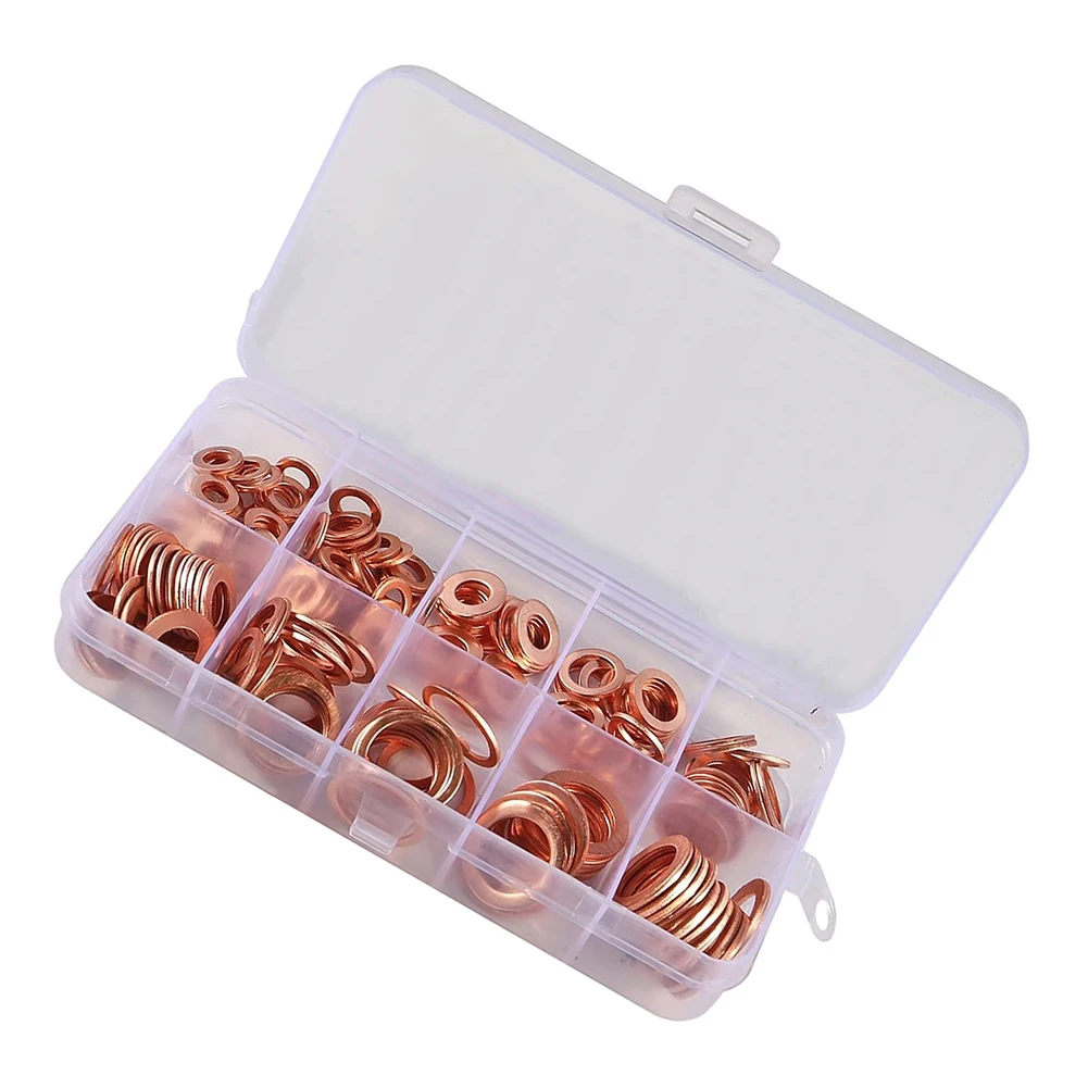 Flat Ring Seal Gasket Set Fastener Seal Assortment 50 Pcs Packing List Gasket Set Electrical Conductivity Wear Resistant
