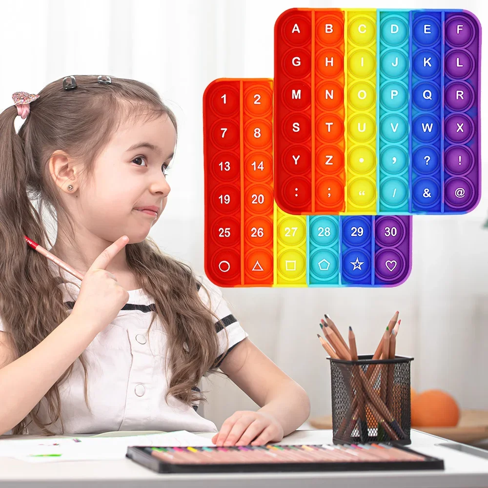 Impara i numeri 1-30 Alfabeti Lettere ABC Matematica Fidget Toys, Giochi da tavolo fonetica Push Bubbles Giocattoli didattici educativi per bambini