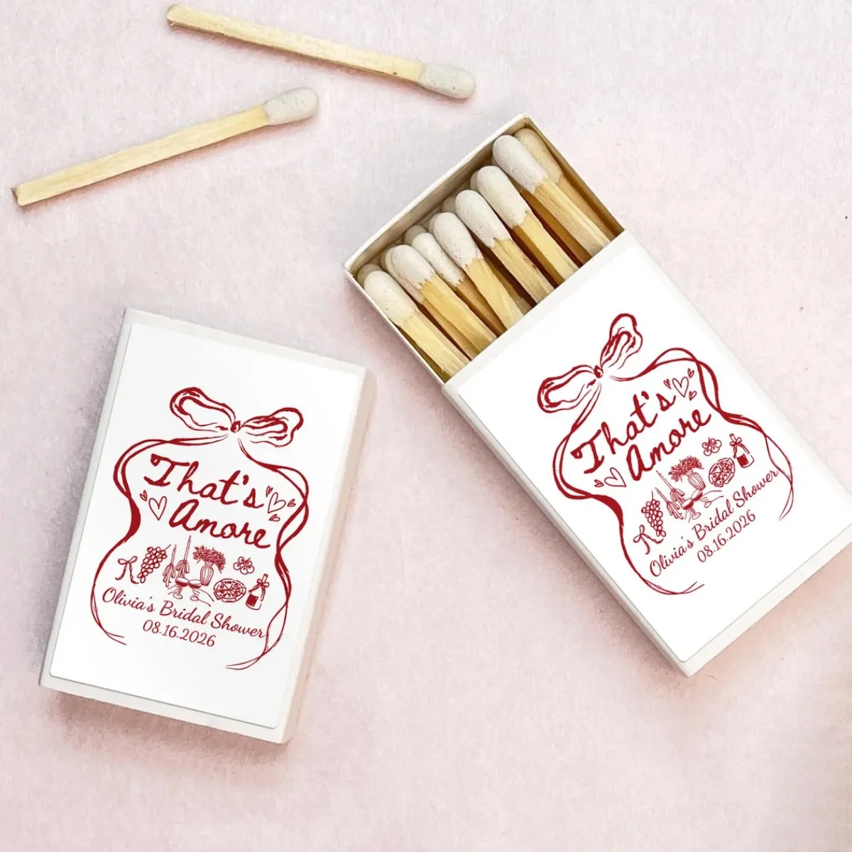 

Персонализированная коробка для свадебного душа Amore/спеховая коробка для свадебного спичка на заказ/сувениры для спичек для помолвки/подружки невесты
