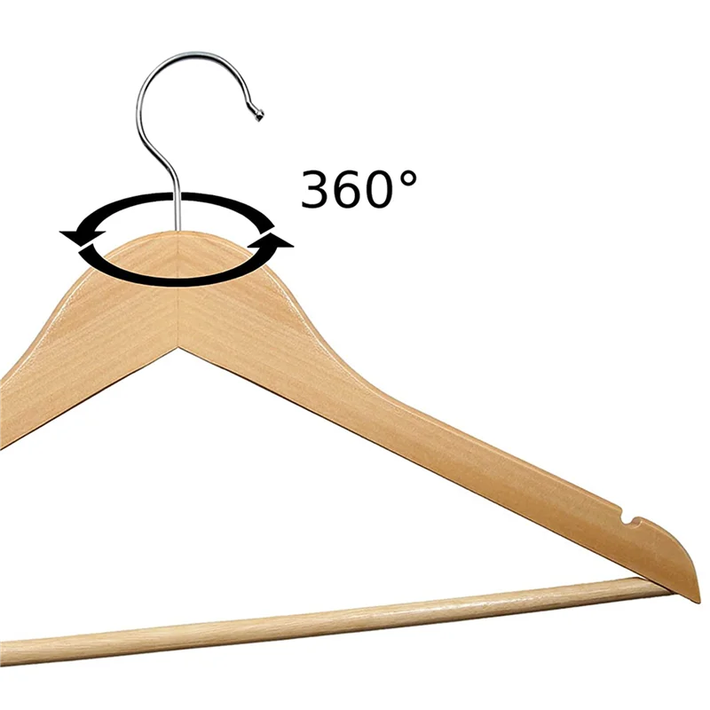 

20 X Wooden Clothes Hangers 44.5 X 23Cm Wooden Hangers Wooden Clothes Hangers 360 Degree Rotation