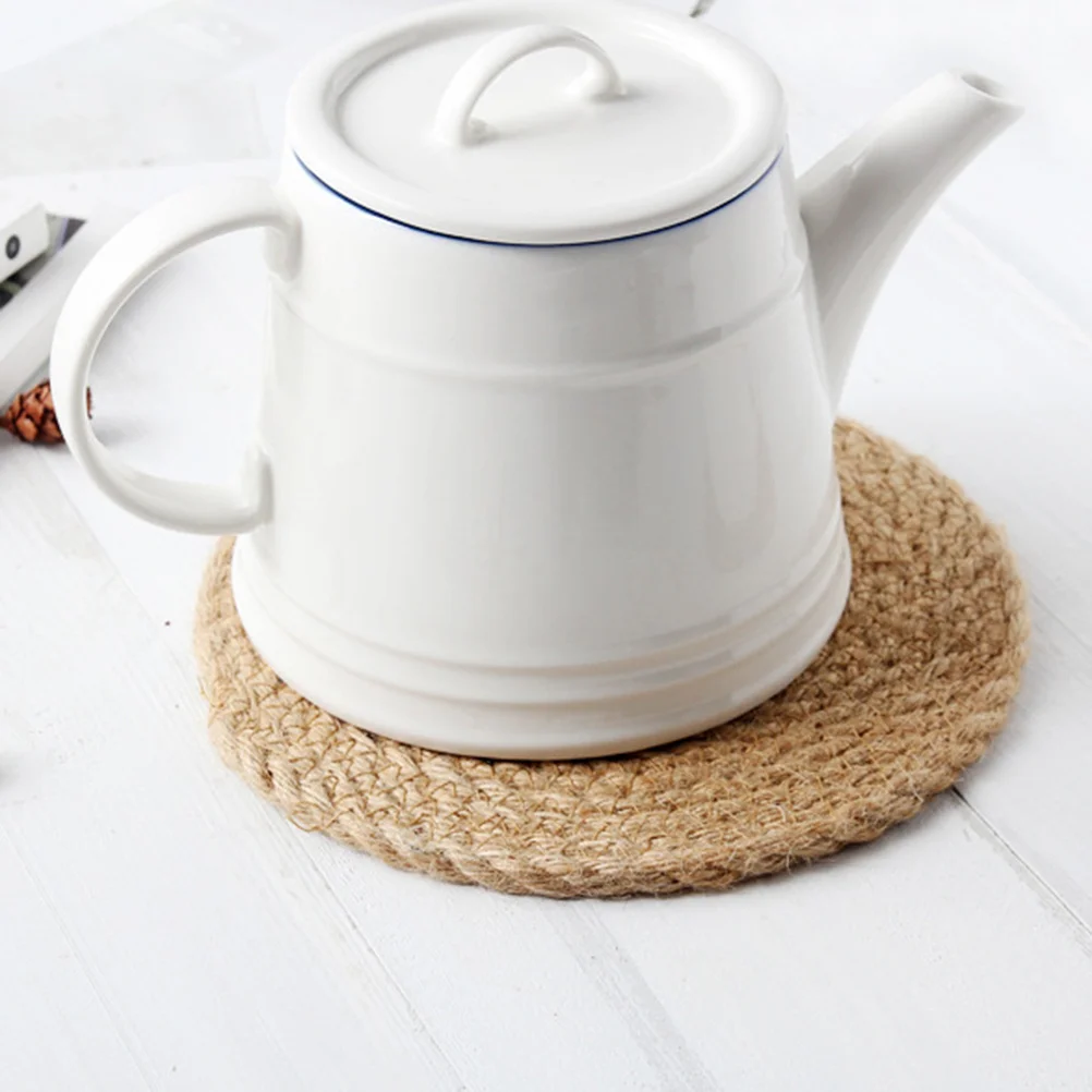 

1Set Heat Resistant Placemat Household Coaster Natural Linen Straw Round Shape Kitchen Table 11cm 18cm 30cm Insulation