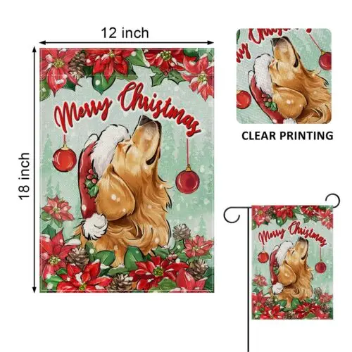 Covido Merry Christmas Golden Retriever Dog Decorative Garden Flag Xmas Holid... xxz HJN ZZU WWL IIC