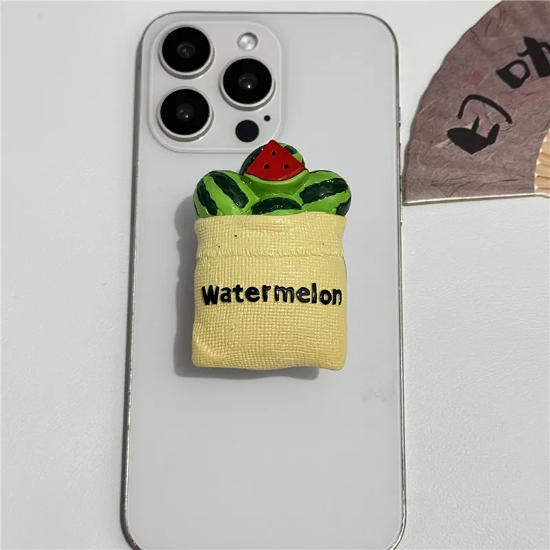 Penyangga Ponsel Berputar 3D untuk iPhone dengan Pegangan Anti-Selip Desain Lemon Peach, Penyangga dan Pegangan yang Dapat Diperluas untuk Smartphone dan Tablet