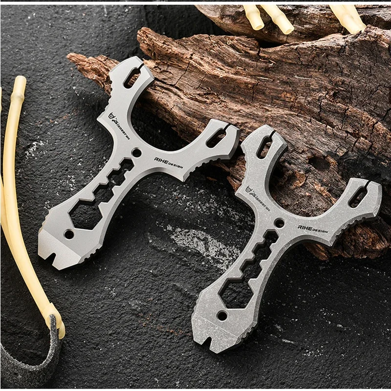 New Titanium Alloy Portable EDC Keychain Tool Hexagonal Wrench Multifunctional Rubber Band Slingshot Mini Pry Bar Tools