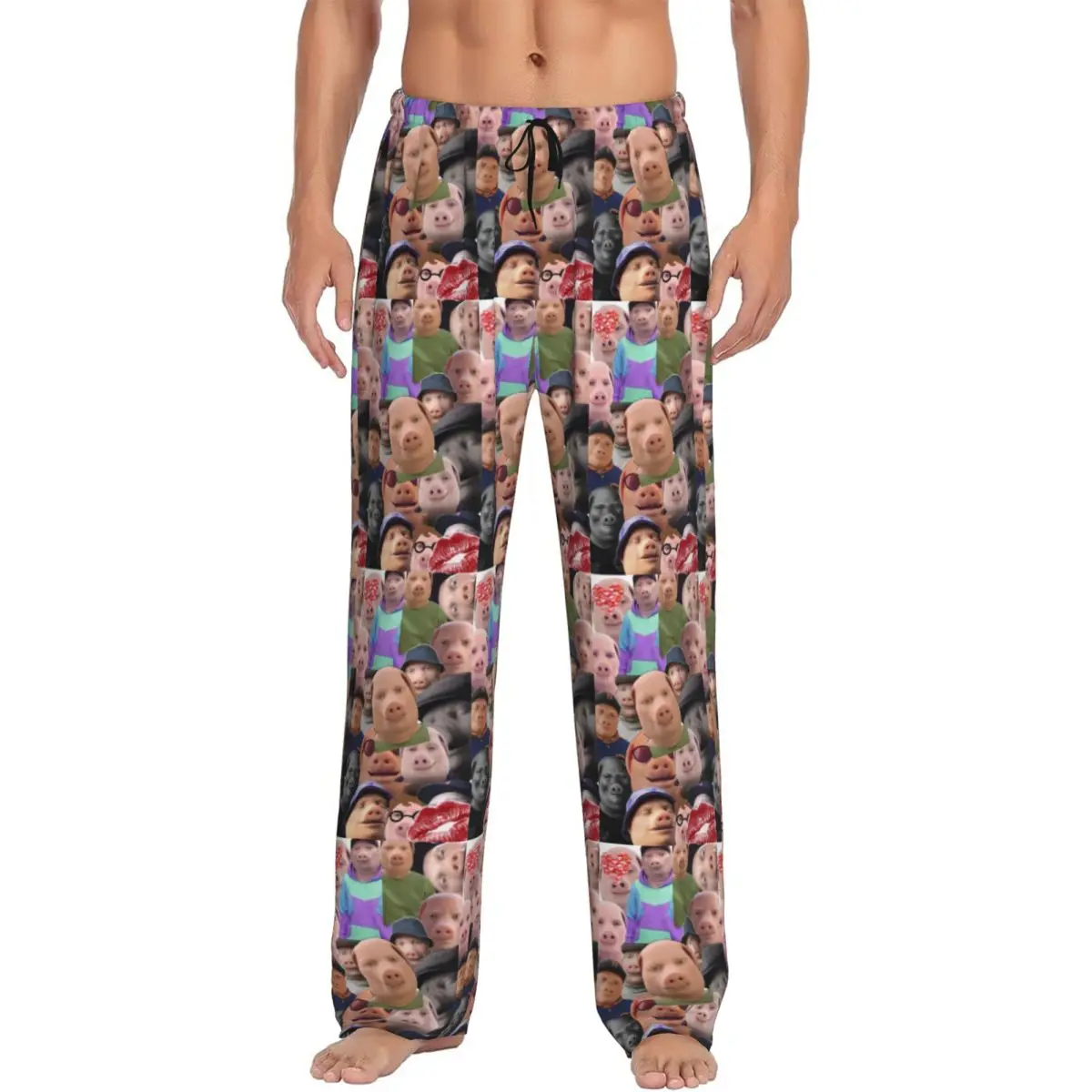 

Custom Printed Men John Pork Is Calling Pajama Pants Funny Pig Sleepwear Sleep Lounge Bottoms with Pockets