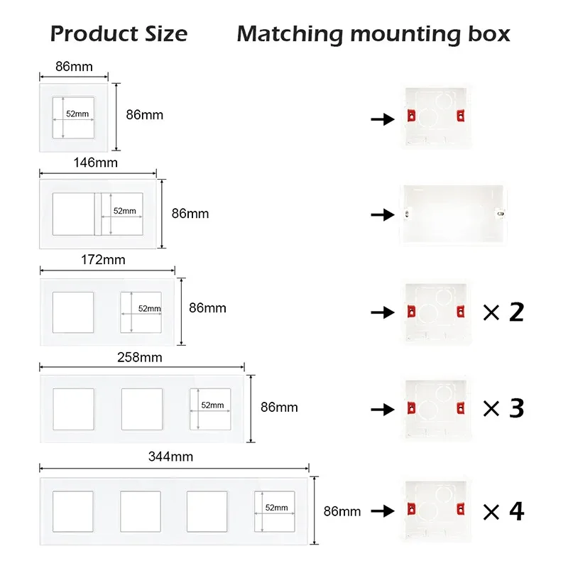 UNKAS وحدات لوحة زجاجية بيضاء مزيج مجاني مقبس الاتحاد الأوروبي الفرنسي TypeC USB باهتة جرس الباب تلفزيون ستارة المخرج لتقوم بها بنفسك مطابقة #6