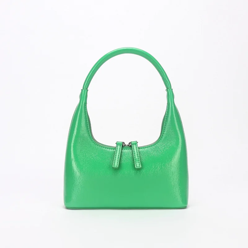 

Manufacturer wholesale 2023 new real cowhide hobo women's bag French retro patent leather underarm portable girls bag