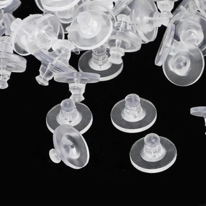  Pack of 100 Clear Earring Back Stoppers Silicone Ear Closures for Heavy Earrings