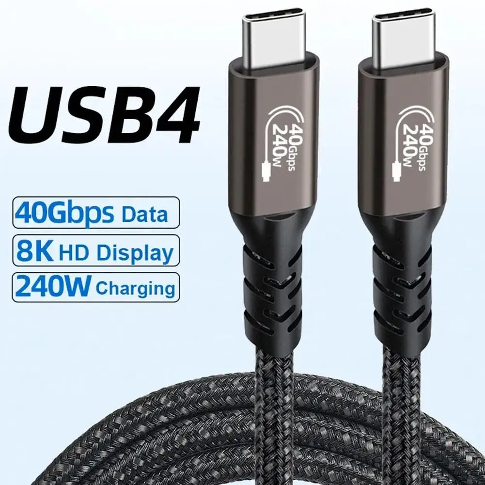 0.2-1.5M 240W 40Gbps Data Transfer USB 4 Data Cable Compatible FOR Thunder 4 Full Feature Type C 40Gbps Transfer 8k Video 240w