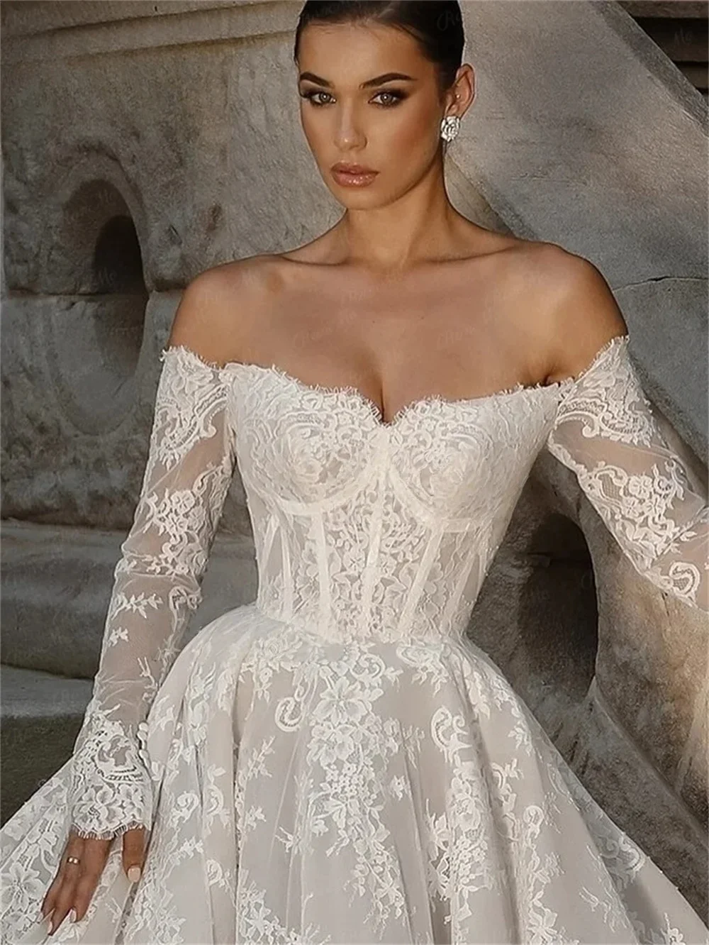 NYMPH New 2026 White Wedding Dress Off Shoulder A Line Full Lace Wedding Gowns Luxury Boho Bridal Ball Prom Dress Customised