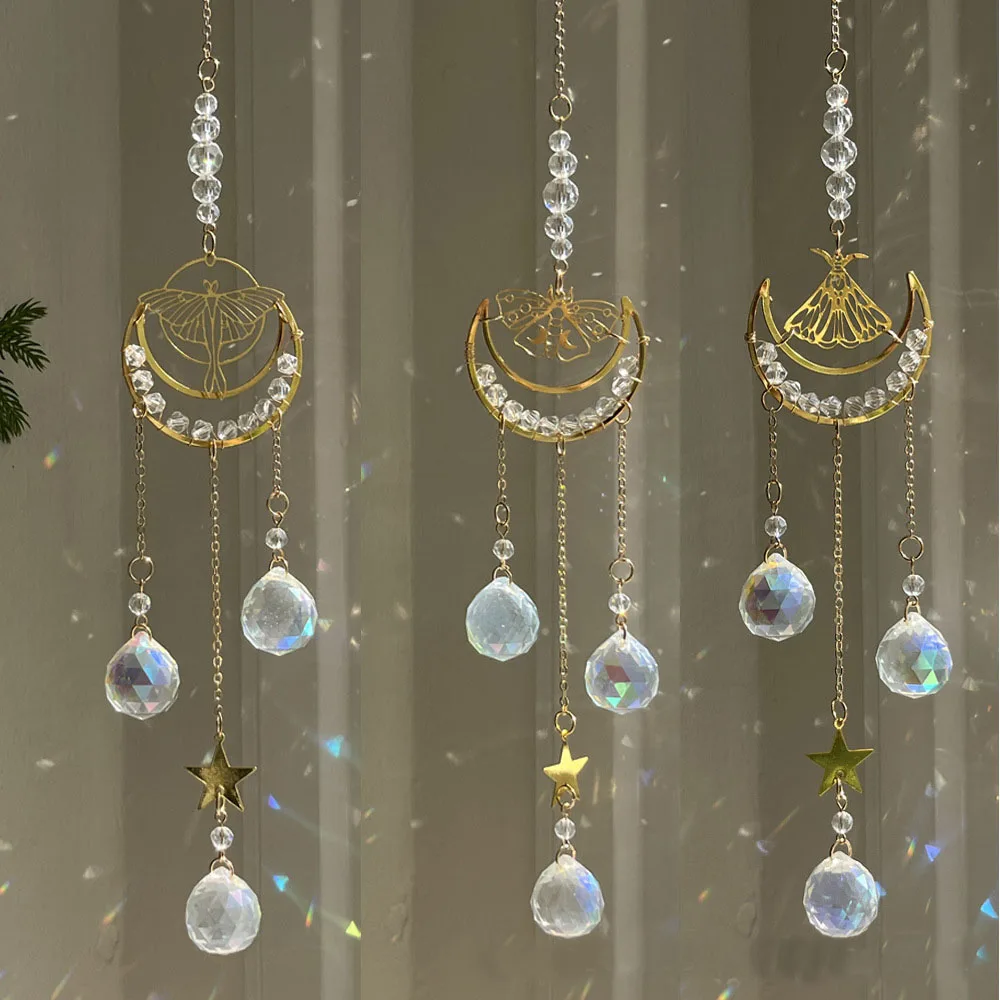 Crystals Suncatcher Butterfly Sun Catchers Colorful Crystal Chandelier Pendant Wall Hanging Tree Window Prism Orname