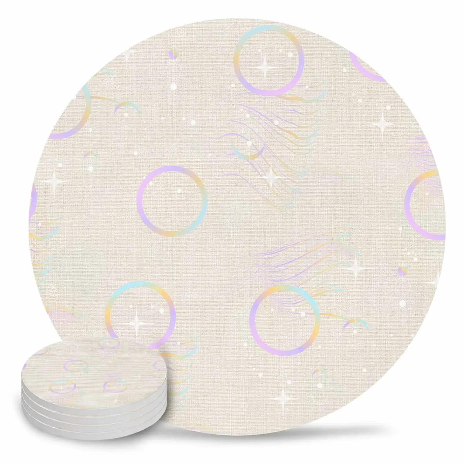 Cup Coasters for Cups Abstract Star Ring Drink Coaster Mats Mat Tea Coffee Pad Drinkware Kitchen Dining Bar Home Garden