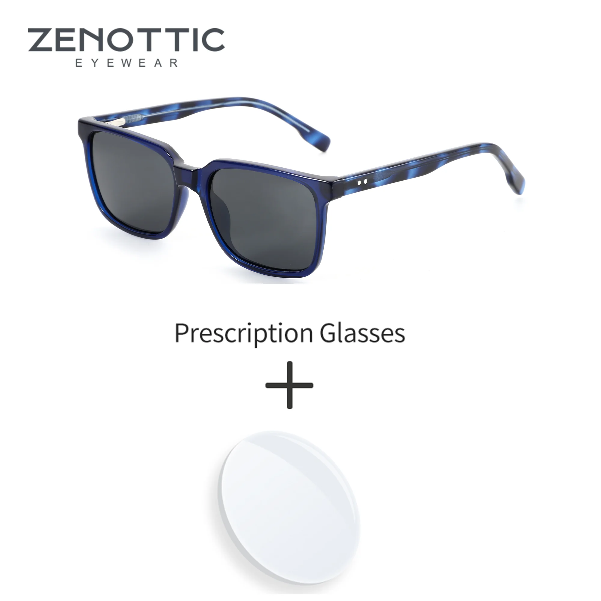 

ZENOTTIC S Size Trend Square Prescription Sun Glasses For Men Handmade Acetate Temple Polarized Optical Sunglasses UV400 Shades