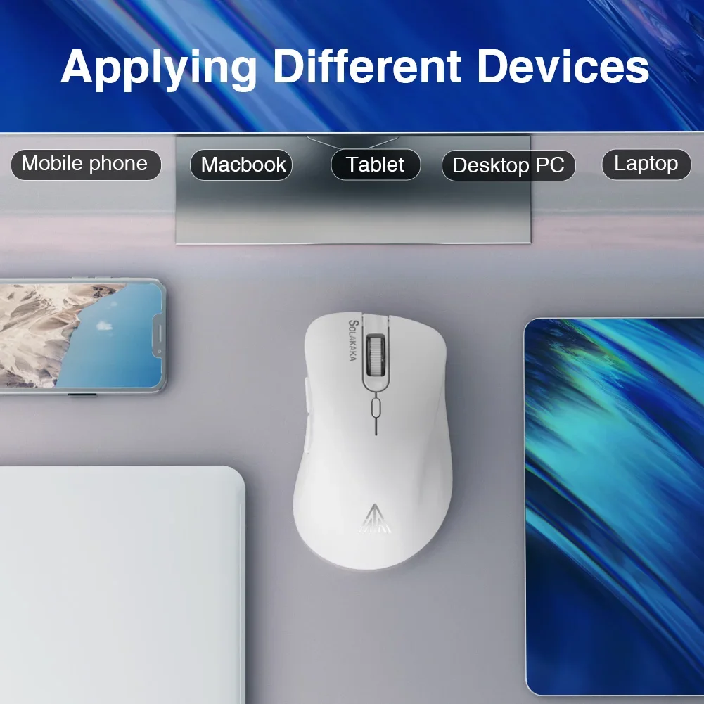 SOLAKAKA SM66 Беспроводная мышь Slient Bluetooth/2,4G/проводное соединение Портативная перезаряжаемая компьютерная мышь с 5 уровнями разрешения