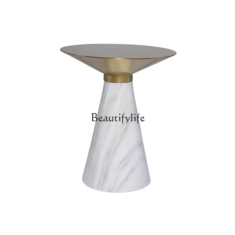 

*Light luxury living room sofa side few stainless steel modern simple balcony home creative round coffee table