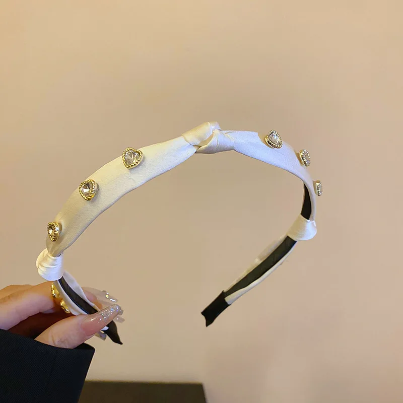 Expensive Elegant Silk Knotted Zircon Satin Hair Bands For Women Wedding Party Diamond Headband Luxury Gemstone Hair Accessories