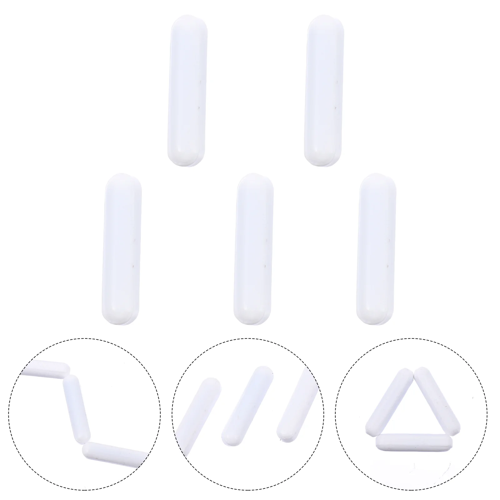 

5pcs Laboratory Stirring Bars PTFE Magnetic Stirrer Mixer Magnetic Stirring Bar Magnetic Stir Bar White Mixer Rod