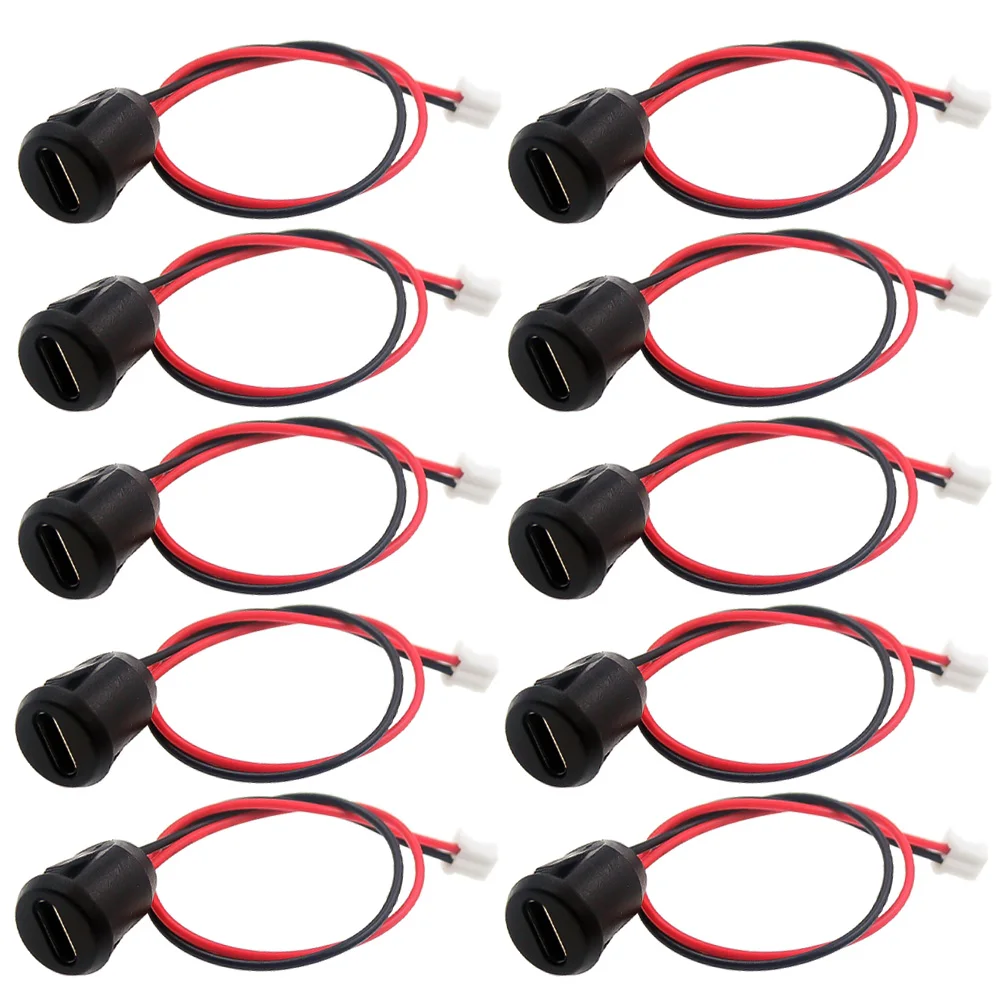 

10PCS Type-C Female Chassis 2P Direct Crimp USB Female Chassis C Connector Jack Female Charging Port Waterproof with Card Buckle
