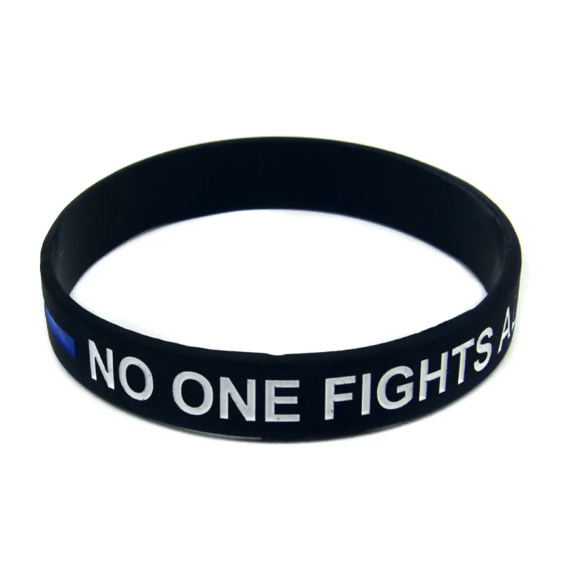 1 Stück „Niemand kämpft allein“ dünner blauer Linien-Silikon-Armband, inspirierendes Armband – Detail 8