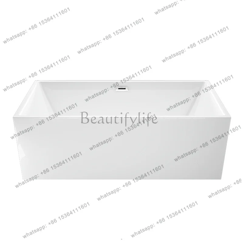 Thin-edged rectangular acrylic adult bathroom engineering bathtub, hotel family simple bathtub QT-007