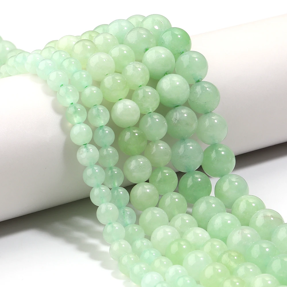 1 Strang 6 8 10 mm Natursteinperlen, grüne Jade, runde lose Edelsteinperlen für Schmuckherstellung, DIY-Armband, Halskette, Zubehör
