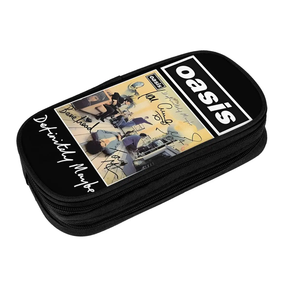 Funny Rock Band Pencil Case British Music Albums O-Oasis School Pencil Cases Double Layer Students Lovely Large Capacity Pen Box