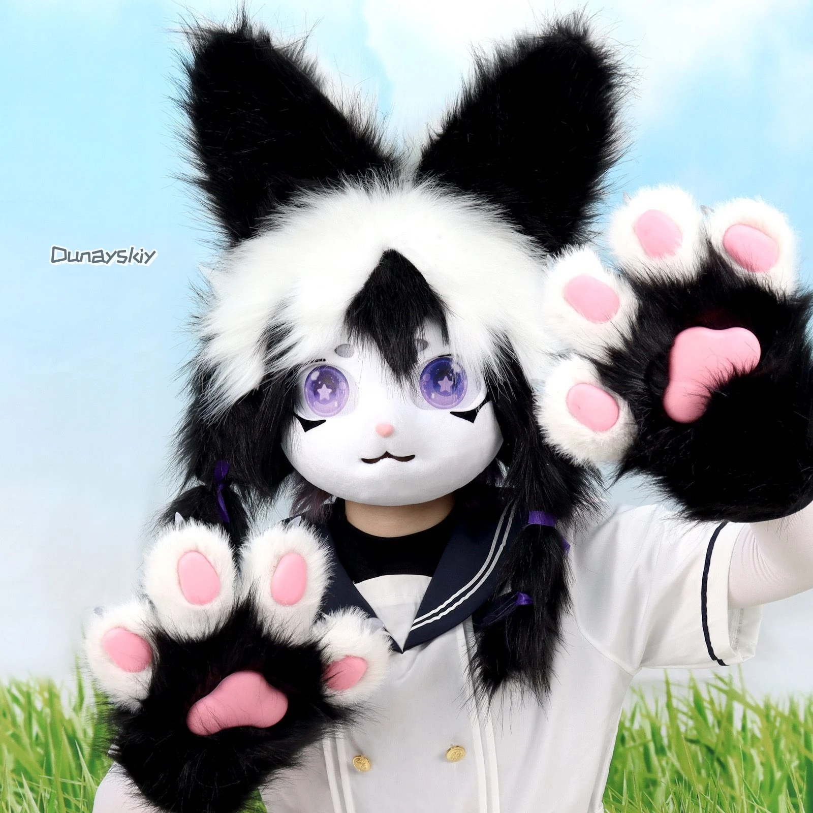 New Fursuit Mask Furry Cosplay Kigurumi Bunny Doll Ears Headwear Cute Lolita Kig Head Anime Animal Costume for Adults Kids