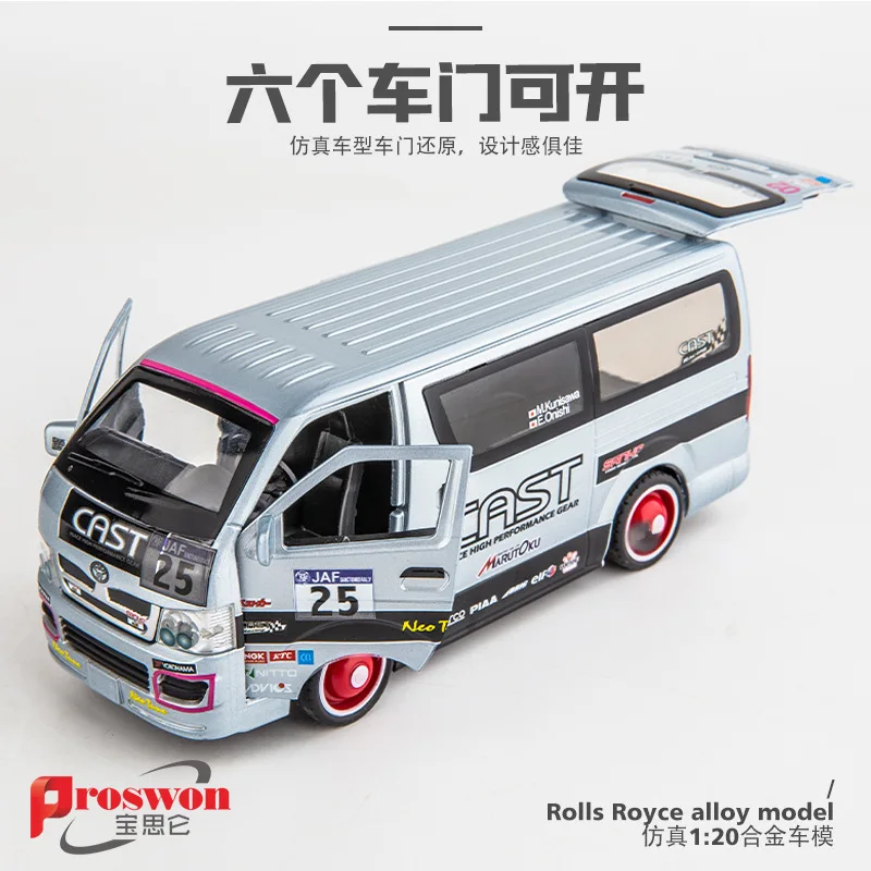 1:32 Toyota HIACE Van car High Simulation Diecast Metal Alloy Model car Sound Light Pull Back Collection Kids Toy Gifts