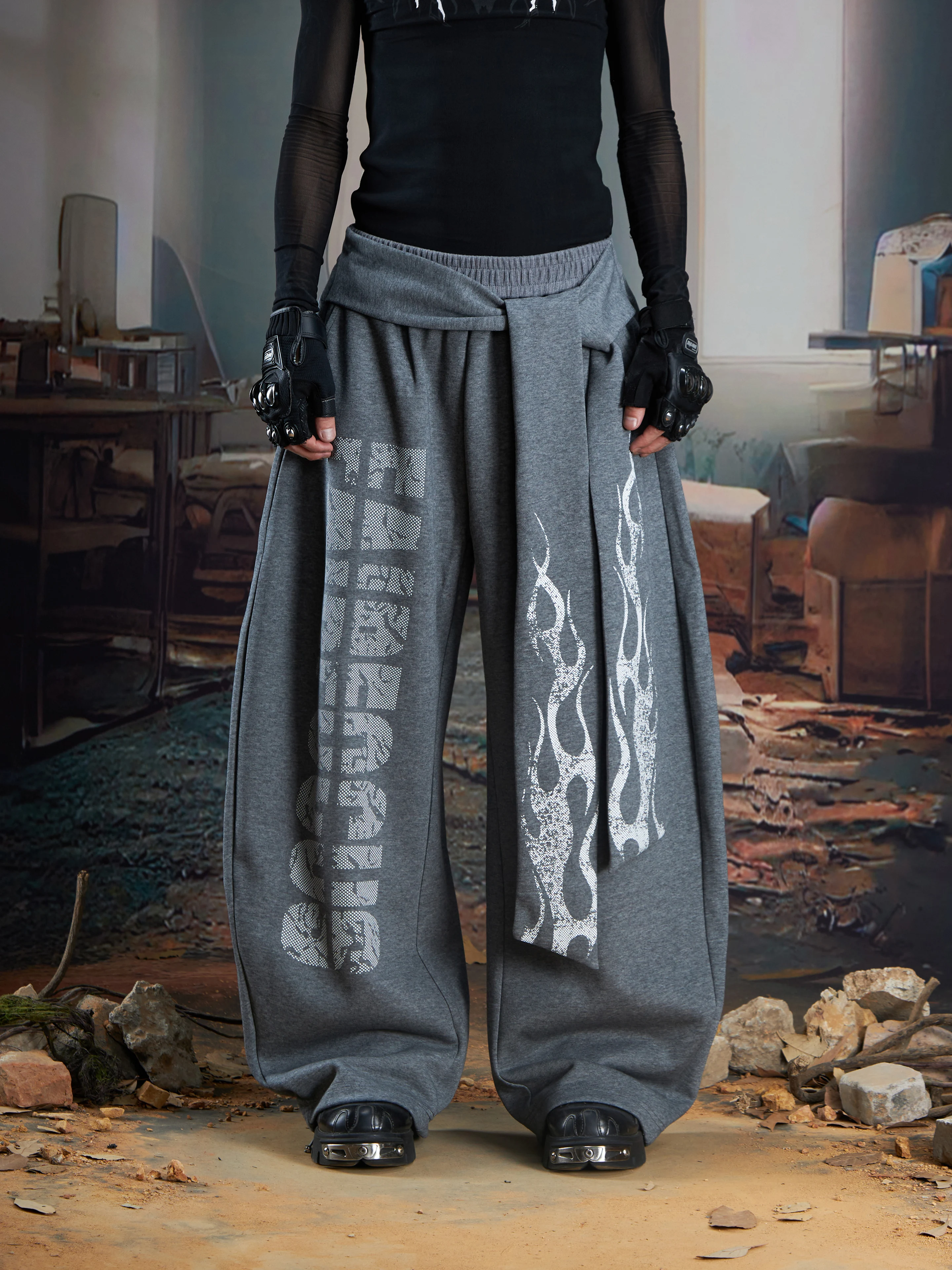 

Special-Interest Design Totem Printing Bandage Hip Hop Dancing Machete Casual Pants Sweatpants Loose Trousers
