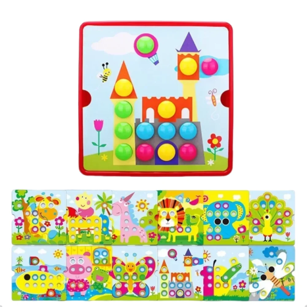 Zabawka-układanka 3D DIY z motywem grzybów i zwierząt z kreskówek, kreatywna, zabawna układanka do dopasowywania kolorów, wspomagająca rozwój dziecka.