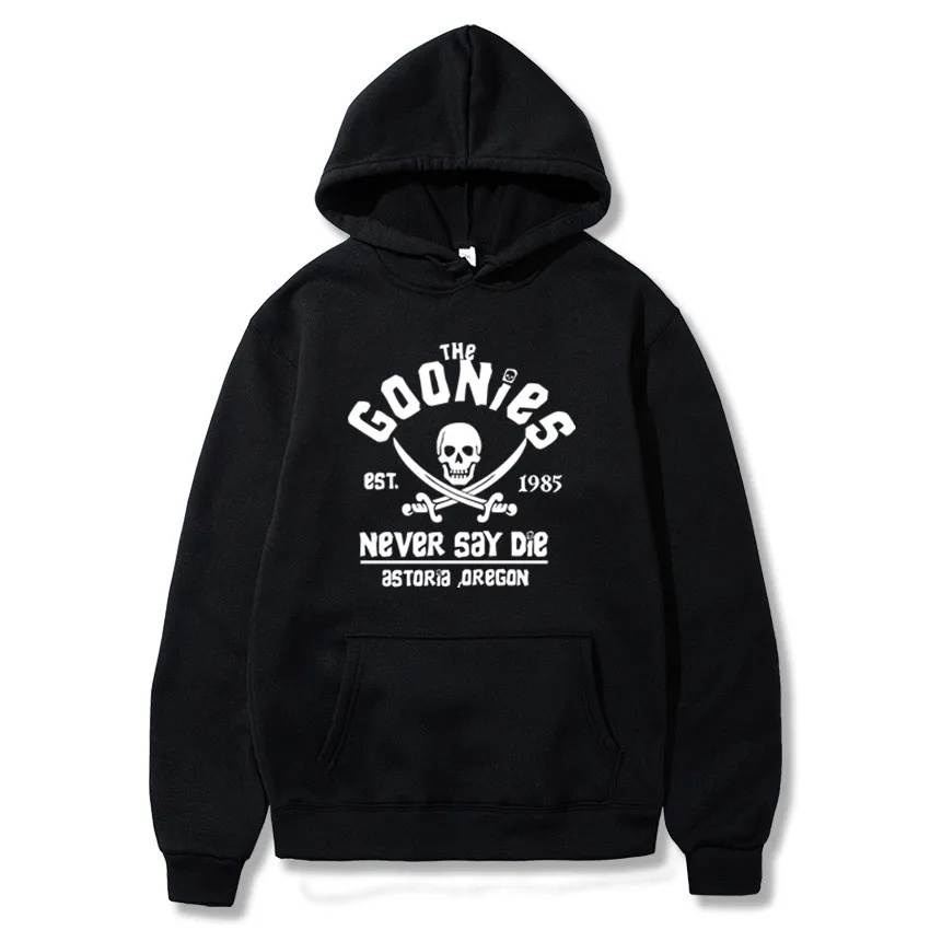 The Goonies Est 1985 Never Say Die Male Hooded Vintage Loose Hoodies Autumn Loose Streetwear Fleece Hoodie Crewneck Women Tops