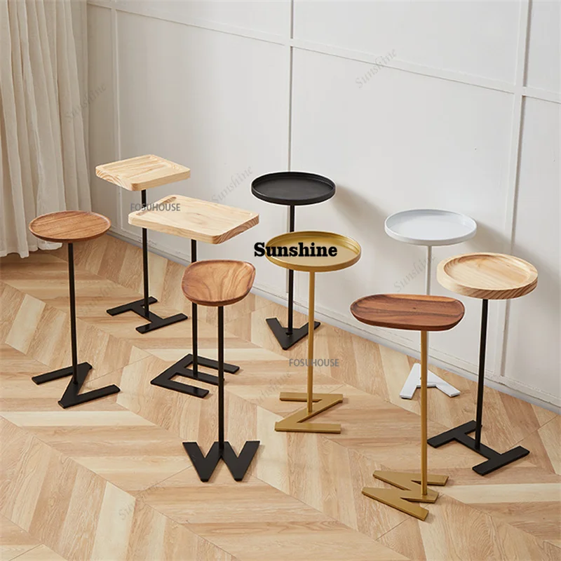 

Nordic Solid Wood Small Coffee Tables Home Living Room Furniture Simple Creative Movable Balcony Sofa Side Table Coffee Corner N