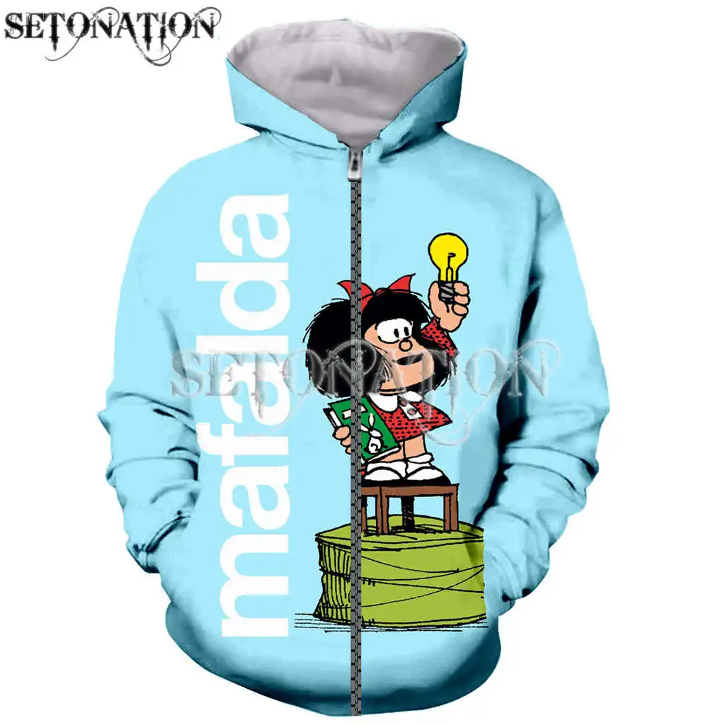 Mafalda Fashion Long Sleeves 3D can customize arrive Print Zipper/Hoodies Jacket/Men/women dropshipping