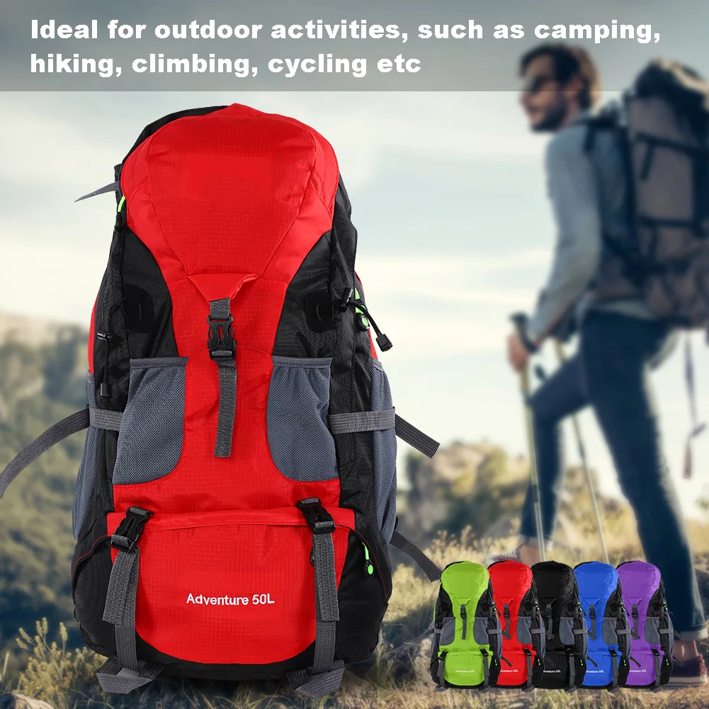 

Polyester Outdoor Backpack, Waterproof Bag, Camping, Climbing, Travel, Hiking, 50L, 56x36x23cm